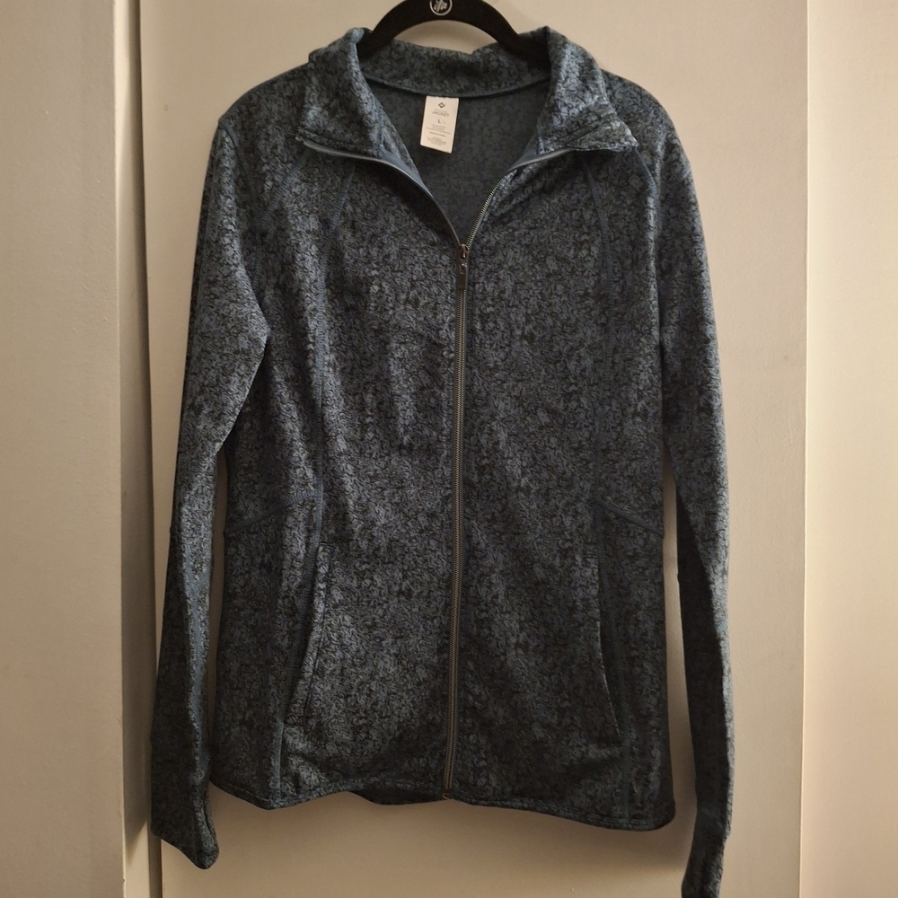 Member's Mark Women's Blue And Black Textued Front Zip Jacket